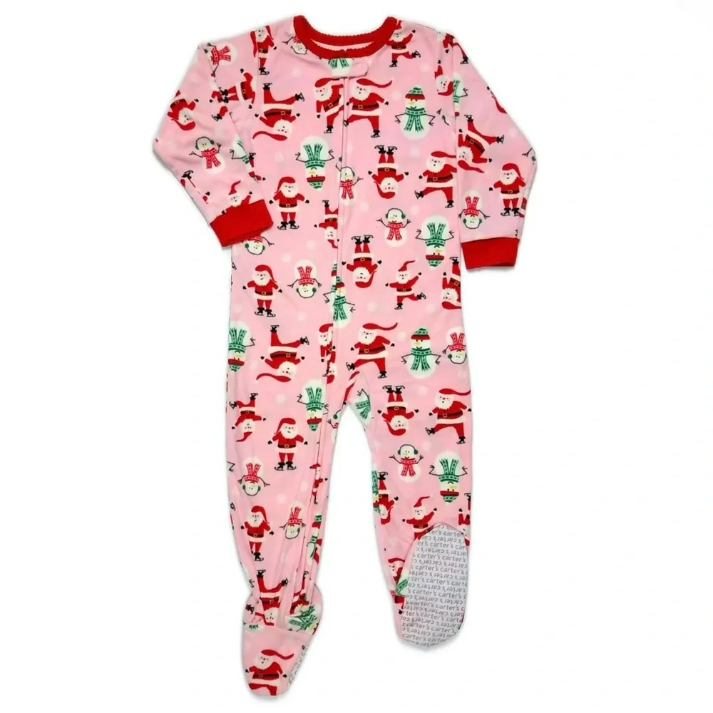 Carters Christmas Santa Claus Footed Onesie Pajama Girls 18 Month